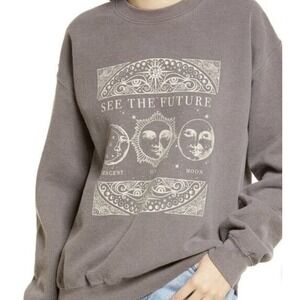 Urban Outfitters BDG Women Sweatshirt Sz L Brown Grey Graphic Print Crewneck